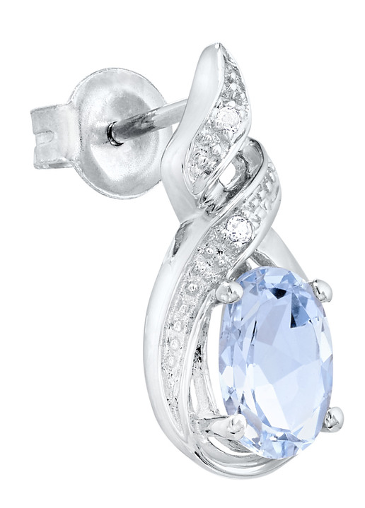 Ohrschmuck - Moderne Ohrstecker mit Blautopas und echt Weißtopas, in Farbe  Ansicht 2