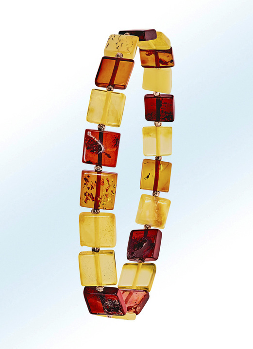 Armbänder - Tolles Armband mit echten bunten Bernstein-Quadraten, in Farbe