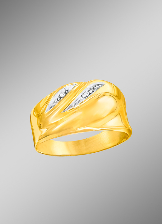 Ringe - Damenring in Bicolor mit 1 Diamant, in Größe 160 bis 220, in Farbe  Ansicht 1