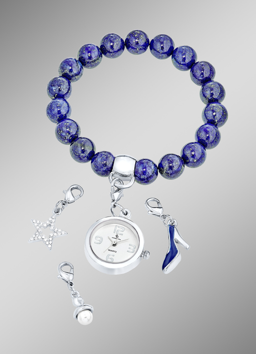 Armbänder - Edelstein-Armband mit Charms, in Farbe , in Ausführung ECHT LAPISLAZULI Ansicht 1