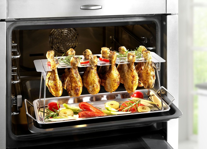 Haushaltshelfer - Gefu Hähnchenkeulen-Halter aus hochwertigem Edelstahl Ansicht 2 Haushaltshelfer - Gefu Hähnchenkeulen-Halter aus hochwertigem Edelstahl, in Farbe SILBER Ansicht 2