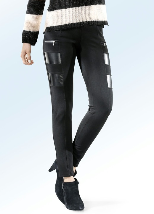 Leggings - Leggings im Materialmix, in Größe 018 bis 052, in Farbe SCHWARZ Ansicht 1