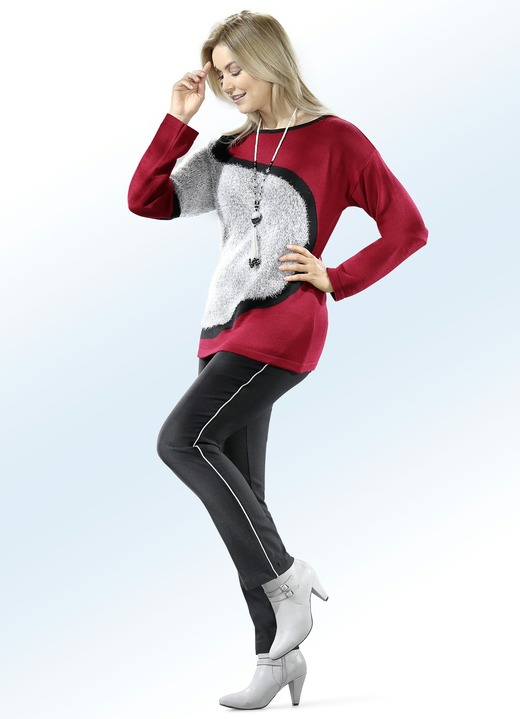 Hosen - Hose mit kontrastfarbener Zierpaspel Ansicht 7 Hosen - Hose mit kontrastfarbener Zierpaspel, in Größe 019 bis 054, in Farbe CHIANTI-SCHWARZ Ansicht 7