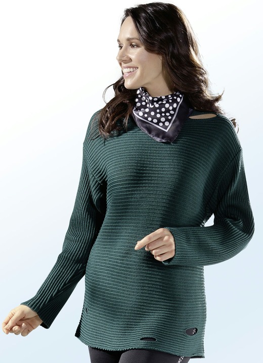 - Pullover in 2 Farben  mit flachem Halsausschnitt, in Größe 036 bis 050, in Farbe SCHWARZ