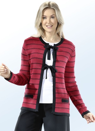 Strickjacke in 2 Farben mit Bändern zum Binden