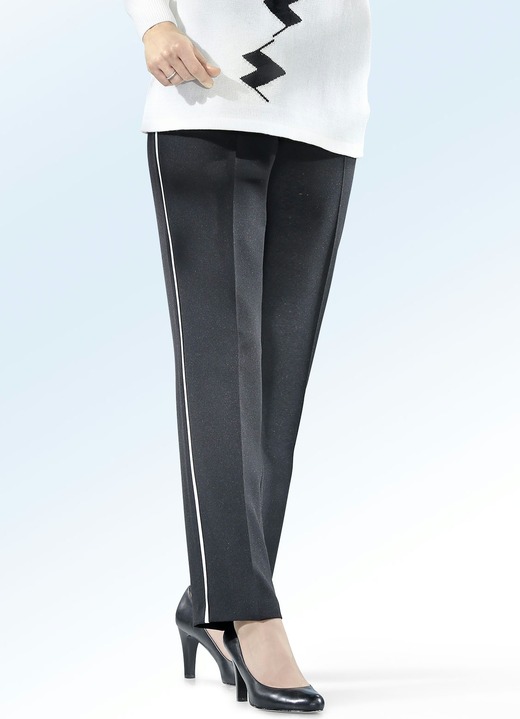 Hosen - Hose mit trendiger Kontrastpaspel Ansicht 7 Hosen - Hose mit trendiger Kontrastpaspel, in Größe 020 bis 060, in Farbe SCHWARZ-MESSING Ansicht 7