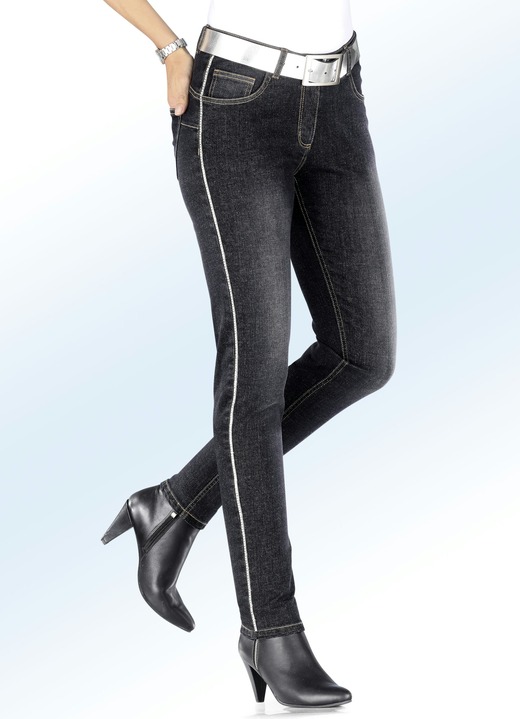 - Jeans mit funkelndem Zierband, in Größe 017 bis 092, in Farbe SCHWARZ Ansicht 1