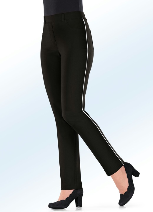 Hosen - Hose mit kontrastfarbener Zierpaspel Ansicht 5 Hosen - Hose mit kontrastfarbener Zierpaspel, in Größe 019 bis 054, in Farbe CHIANTI-SCHWARZ Ansicht 5