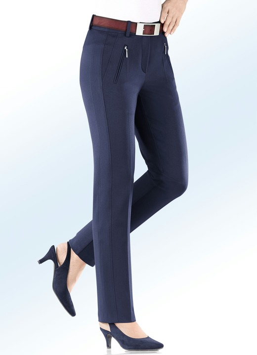 Hosen mit Knopf- und Reißverschluss - Bauchweg-Hose, in Größe 018 bis 235, in Farbe MARINE Ansicht 1