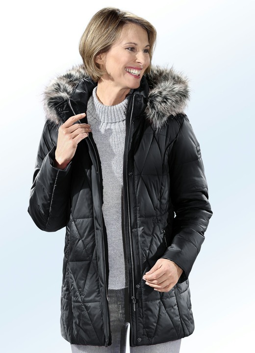 Winterjacken - Jacke mit abnehmbarem Kunstpelz-Besatz Winterjacken - Jacke mit abnehmbarem Kunstpelz-Besatz, in Größe 040 bis 060, in Farbe SCHWARZ