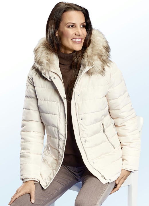 - Jacke mit abnehmbarem Kunstpelz-Besatz, in Größe 036 bis 052, in Farbe CREME Ansicht 1