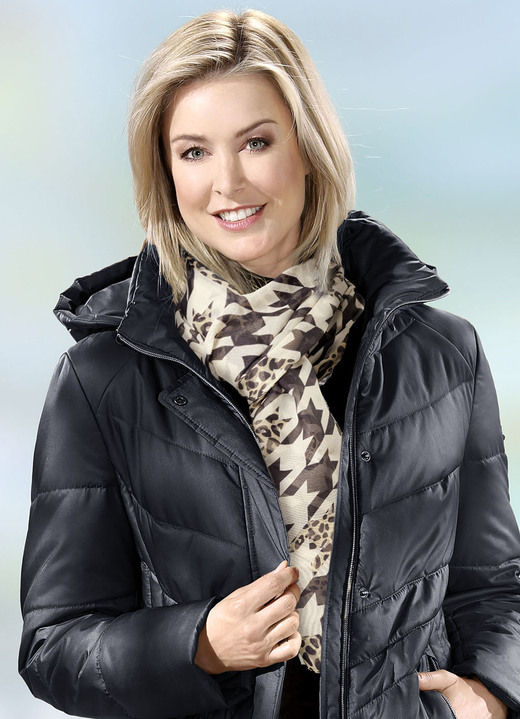 Schals - Schal mit Hahnentritt-Dessin, in Farbe SAND-SCHWARZ-HASELNUSS Ansicht 3