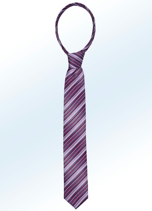 Krawatten - Wundervoll gestreifte  Krawatte , in Farbe AUBERGINE Ansicht 1