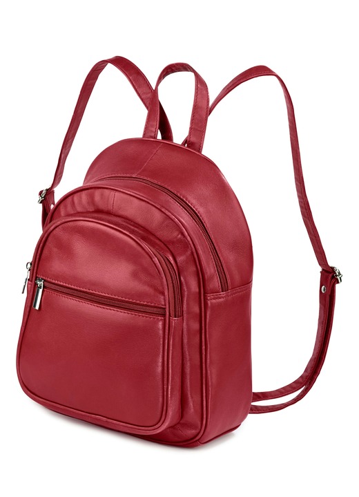 Taschen - Rucksack aus hochwertigem Leder, in Farbe RUBINROT Ansicht 1