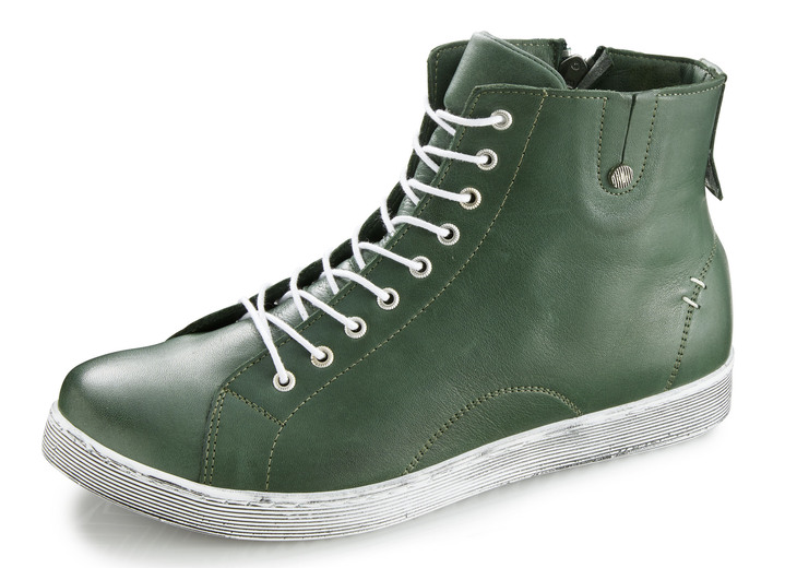 - Schnür-Stiefelette aus hochwertigem Leder, in Größe 036 bis 042, in Farbe TANNE Ansicht 1
