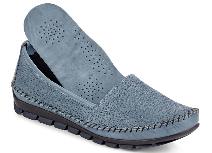 Slipper & Schnürschuhe - Gemini Mokassin-Slipper mit toller Prägung Ansicht 2 Slipper & Schnürschuhe - Gemini Mokassin-Slipper mit toller Prägung, in Größe 036 bis 042, in Farbe JEANSBLEU Ansicht 2