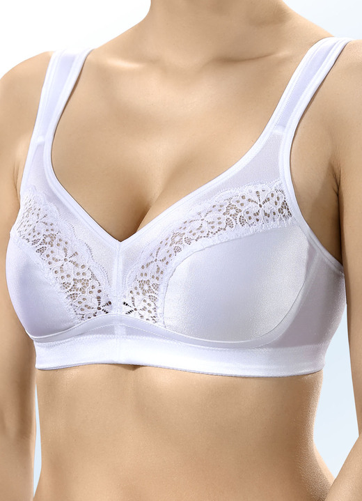 Wäsche - Swegmark of Sweden BH mit hübscher Elastikspitze im Vorderteil, in Größe 080 bis 105, in Cup E, in Farbe WEISS
