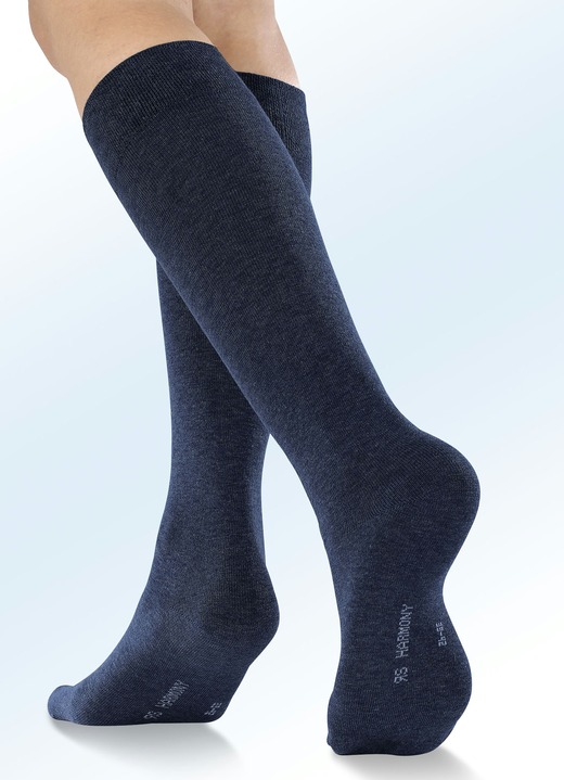Strümpfe & Strumpfhosen - Sechserpack Kniestrümpfe mit Komfortbund, in Größe 1 (Schuhgr. 35-38) bis 3 (Schuhgr. 43-46), in Farbe 2X SCHWARZ, 2X MARINE, 2X ANTHRAZIT MELIERT Ansicht 2