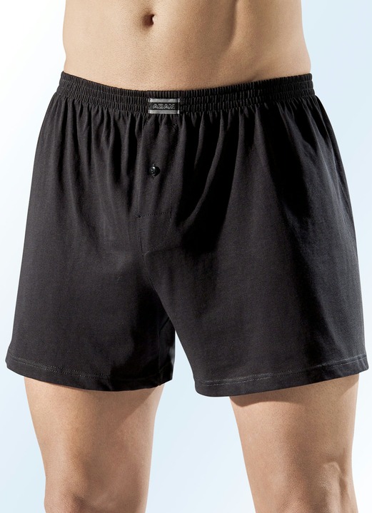 Pants & Boxershorts - Fünferpack Boxershorts aus BIO-Baumwolle mit Eingriff, uni und meliert, in Größe 3XL (9) bis XXL (8), in Farbe 3X SCHWARZ, 2X GRAU MELIERT Ansicht 1
