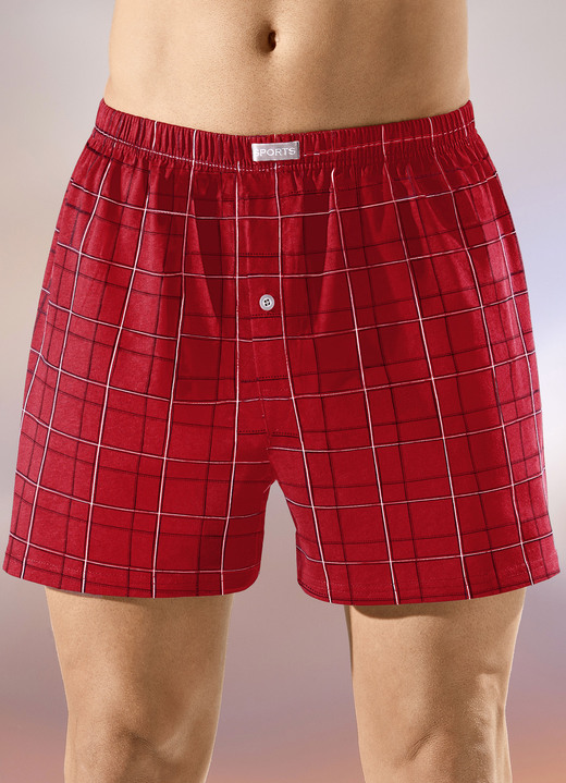 Pants & Boxershorts - Mehrfachpack Boxershorts mit knöpfbarem Eingriff, bunt, in Größe 005 bis 016, in Farbe 1X SCHWARZ-BUNT, 1X ROT-BUNT, 1X SCHWARZ UNI, in Ausführung Dreierpack Boxershorts Ansicht 2