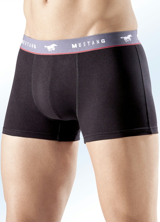 Pants & Boxershorts - Mustang Dreierpack Pants mit Elastikbund, uni, in Größe L (6) bis XXL (8), in Farbe 2X SCHWARZ, 1X DUNKELGRAU
