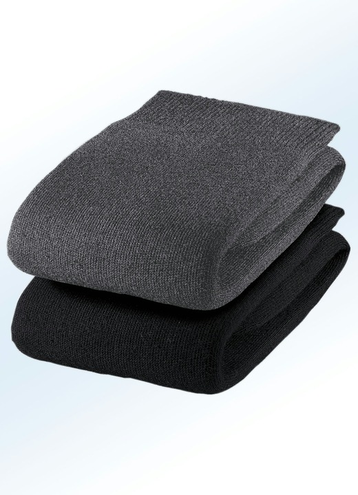 Strümpfe - Sechserpack Socken mit druckfreiem Softrand, uni und meliert, in Größe Gr: 1 (Schuhgröße 39-42) bis Gr: 2 (Schuhgröße 43-46), in Farbe 2X MARINE, 2X ANTHRAZIT MELIERT, 2X SCHWARZ Ansicht 2