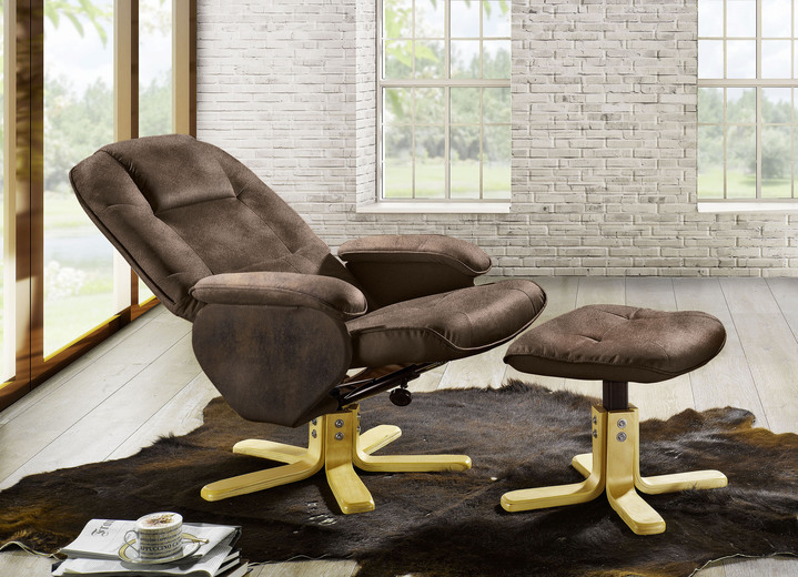 - Superbequemer Relax-Sessel mit Hocker, in Farbe BRAUN
