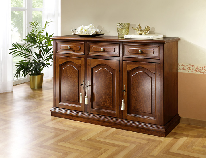 Stilmöbel - Teilmassive Kommode mit Echtholzfurnier, in Farbe KIRSCHBAUM, in Ausführung Kommode, 1-türig Ansicht 4