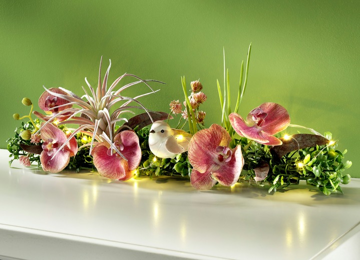 Kunst- & Textilpflanzen - Beleuchteter Tischaufleger, in Farbe GRÜN-ROSA