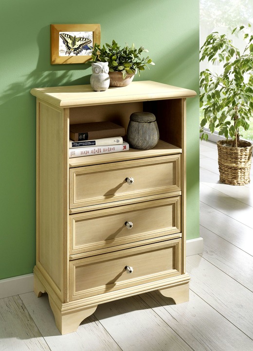 Kommoden - Teilmassive Kommoden mit Metallknöpfen, in Farbe WEISS, in Ausführung Kommode, 1-türig Ansicht 2