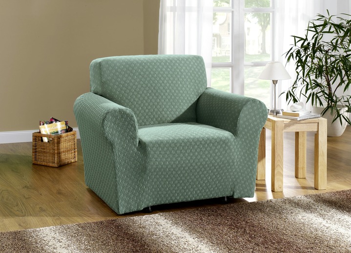 Sessel- & Sofaüberwürfe - Stretchbezüge mit verbesserter, elastischer Passform, in Größe 101 (Sesselbezug) bis 115 (Stuhlbezug, 4er-Set), in Farbe GRÜN Ansicht 1