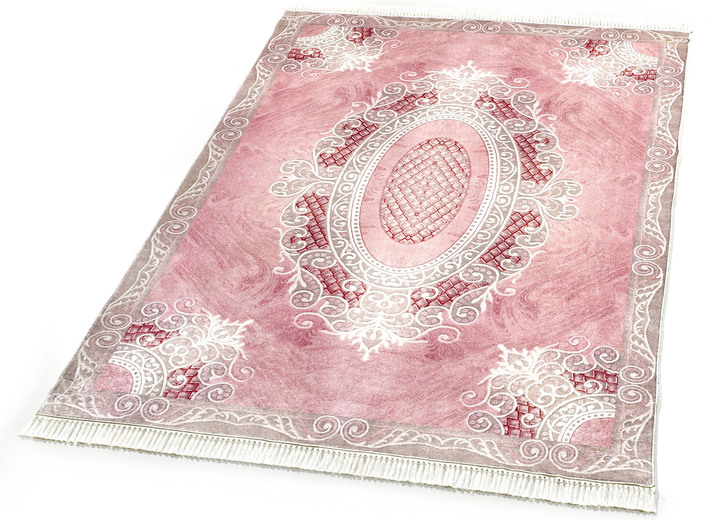 Klassisch - Besonders flache Brücken, Galerien und Teppiche, in Größe 101 (Brücke, 50x 80 cm) bis 304 (Teppich, Ø 150 cm), in Farbe ROSA