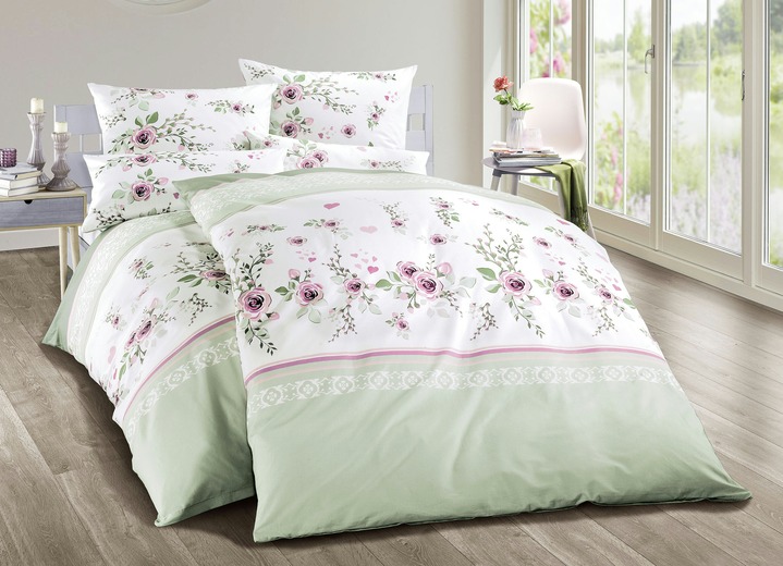 Bettwasche Garnitur Mit Blumen Ornamente Und In 2 Farben Bettwasche Bader