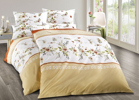 Bettwäschegarnituren - Jersey  Bettwäsche-Garnitur aus 100% Baumwolle – Farbe TERRA – Ansicht  Bettwäschegarnituren - Jersey  Bettwäsche-Garnitur aus 100% Baumwolle, in Größe 111 (40/80 cm + 135/200 cm) bis 412 (4-teiliges Sparset: 2x 80/80 cm + 2x 135/200 cm), in Farbe TERRA – Farbe TERRA – Ansicht