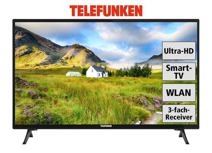 Fernseher - Telefunken Ultra-HD-LED-Fernseher, in Farbe SCHWARZ Ansicht 1