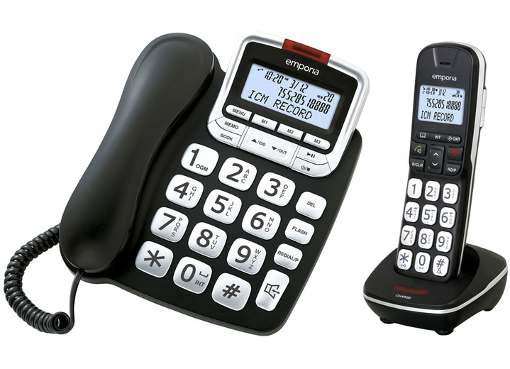 Emporia - Emporia Großtasten-Telefon, in Farbe SCHWARZ-SILBER, in Ausführung Großtasten-Telefon-Set mit Anrufbeantworter