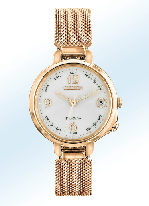Stahlband / Metallband - Eco-Drive-Bluetooth-Damenuhr der Marke Citizen, in Farbe ROSA