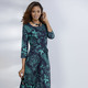 Langarm - Kleid mit Bindegürtel in Schlupfform – Farbe NACHTBLAU-TÜRKIS Langarm - Kleid mit Bindegürtel in Schlupfform, in Größe 036 bis 052, in Farbe NACHTBLAU-TÜRKIS