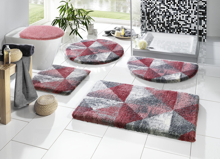 Badgarnituren - Badgarnitur von Grund mit geometrischem Dessin, in Größe 100 (Vorleger halbrund, 50/ 80 cm) bis 112 (WC-Deckelbezug, 47/ 50 cm), in Farbe ANTHRAZIT-GRAU Ansicht 7