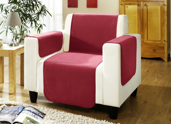 Sessel- & Sofaüberwürfe - Wohnaccessoires mit Fleckschutz, in Größe 101 (Sesselschoner, 50x150 cm) bis 865 (2 Armlehnenschoner, 50x 70 cm), in Farbe BORDEAUX Ansicht 1