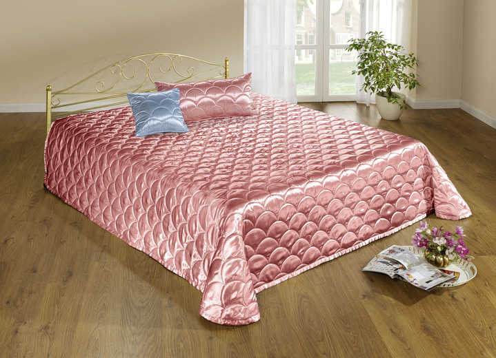 Tagesdecken - Edel glänzende Tagesdecke und Kissenbezüge mit Steppung in Muscheloptik, in Größe 873 (für Einzelbett, 135x210 cm) bis 924 (1 Kissenbezug, 40 x 80 cm), in Farbe BLAU Ansicht 14