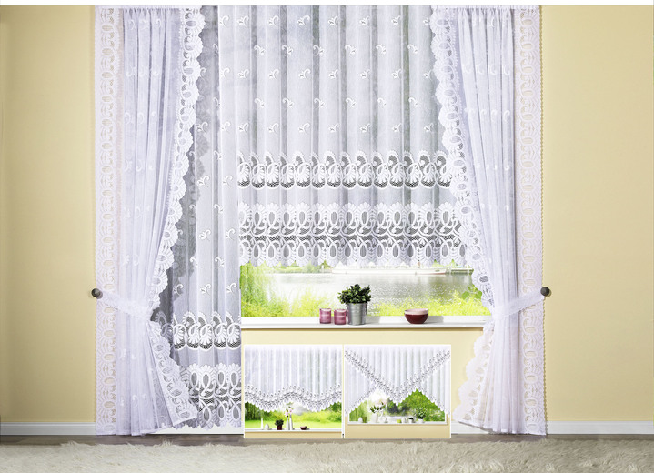 Klassisch - Außergewöhnlicher Kuvertstore, in Größe 140 (H130xB300 cm) bis 174 (H160xB600 cm), in Farbe WEISS Ansicht 3