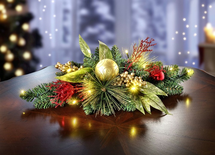 Weihnachten - Beleuchteter Tischaufleger, in Farbe ROT-GOLD Ansicht 1