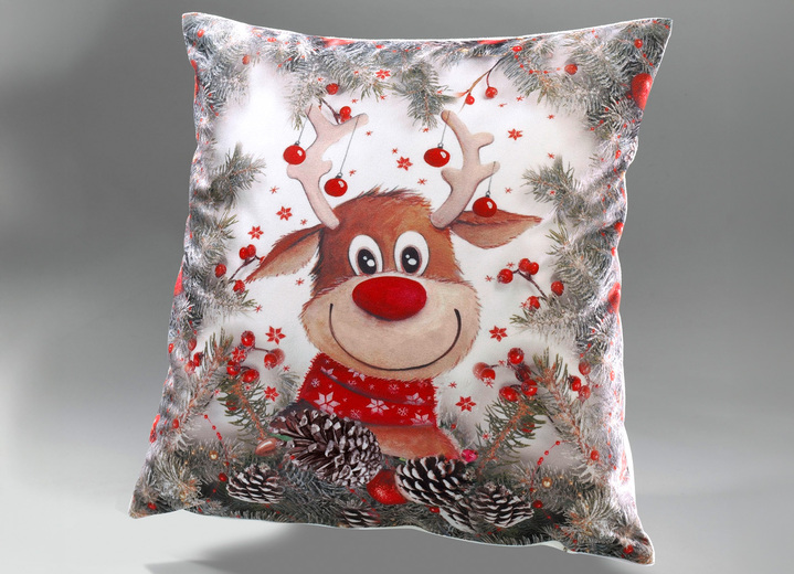 Tischdecken - Tisch- und Raumdekoration mit witzigen Elch-Motiven, in Größe 130 (2 Deckchen, 30/ 30 cm) bis 404 (Kissenbezug, 40/ 40 cm), in Farbe WEISS Ansicht 5