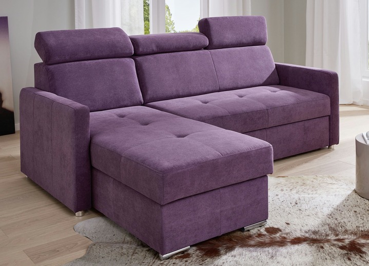 Wohnen - Polsterecke mit Funktion und beidseitig montierbarer Ottomane, in Farbe VIOLETT Ansicht 1