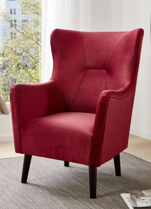 Sessel - Sessel mit wasserabweisendem Velours-Bezug, in Farbe ROT Ansicht 1