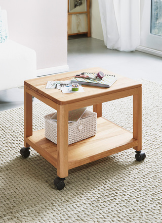 Kleinmöbel - Beistellwagen aus geöltem Massivholz, in Farbe WILDEICHE, in Ausführung klein – Farbe KERNBUCHE – Ansicht 