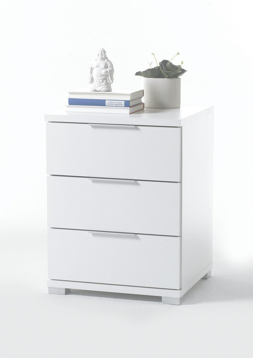 Nachttische - Nachttisch mit metallfarbenen Kunststoffgriffen, in Farbe EICHE, in Ausführung Nachttisch, 3 Schubladen Ansicht 3