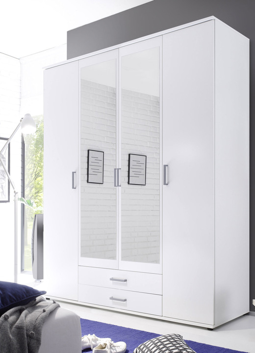 - Kleiderschrank, 4-türig, in Farbe WEISS