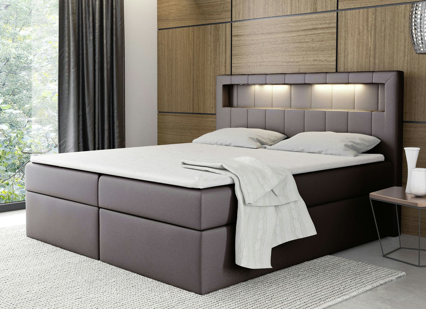 Boxspringbett mit LED-Beleuchtung und Bettkasten - Betten | BADER